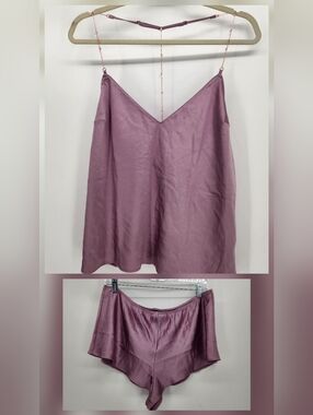 Victoria's Secret Satin Open-Back Cami Top and Mini Shorts Set Size L